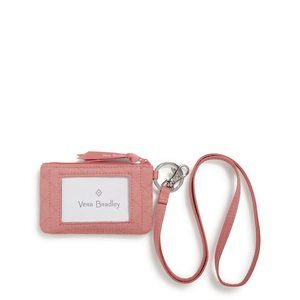 Women's Cotton Zip Id Case And Lanyard Combo, Terra Cotta Rose - Recycled😉